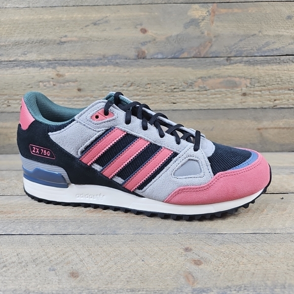adidas ZX 750 Originals Men's Retro Shoes Black/Wonder Red/Grey - Picture 2 of 11
